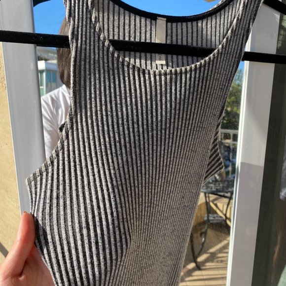 Ribbed Grey Body Con Dress - Picture 4 of 5